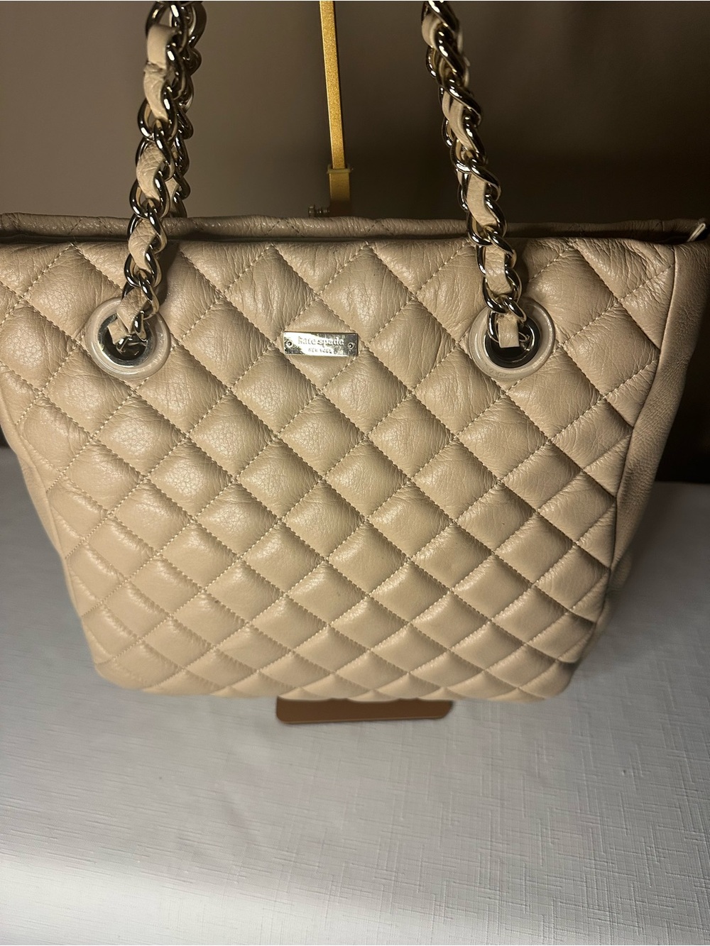 kate spade Quilted Chain-Handle Tote - Beige/Tan